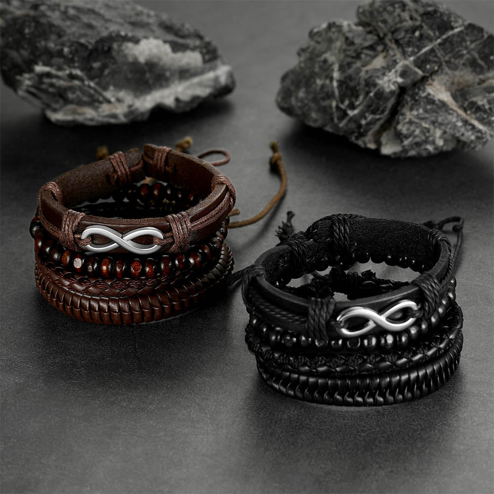 FaithHeart Infinite Woven Cuff Rope Leather Bracelet for Men FaithHeart