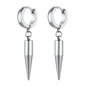 FaithHeart Punk Long Spike Drop Hoop Earrings For Men FaithHeart