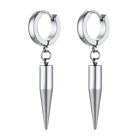 FaithHeart Punk Long Spike Drop Hoop Earrings For Men FaithHeart