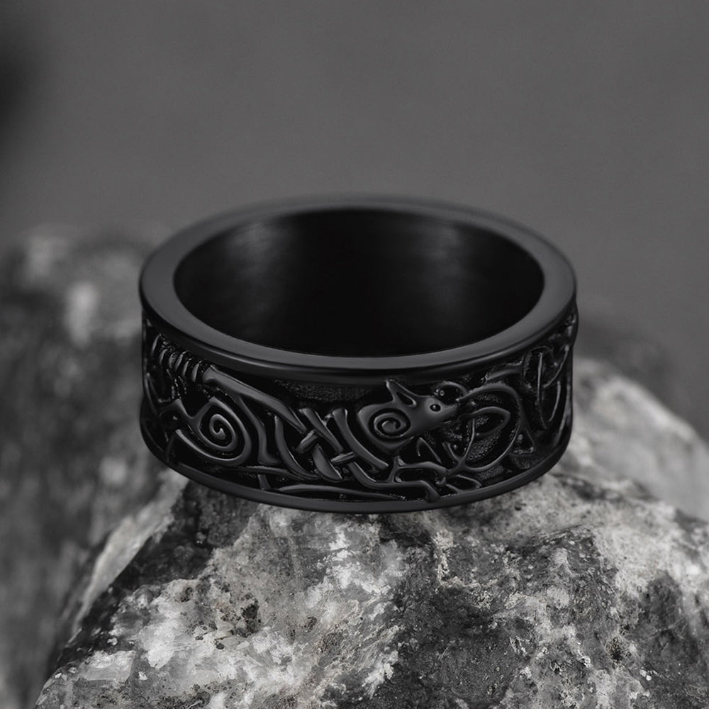 FaithHeart Viking Celtic Wolf Ring For Men FaithHeart
