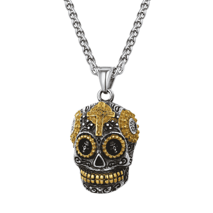 FaithHeart Gothic Sugar Skull Necklace For Men FaithHeart