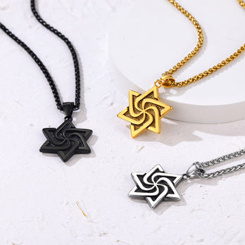 FaithHeart Retro Jewish Star Of David Necklace For Men FaithHeart