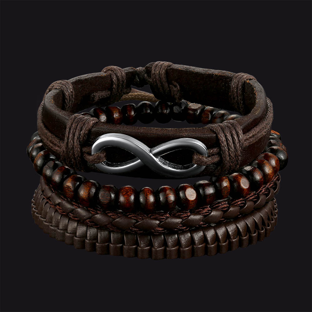 FaithHeart Infinite Woven Cuff Rope Leather Bracelet for Men FaithHeart