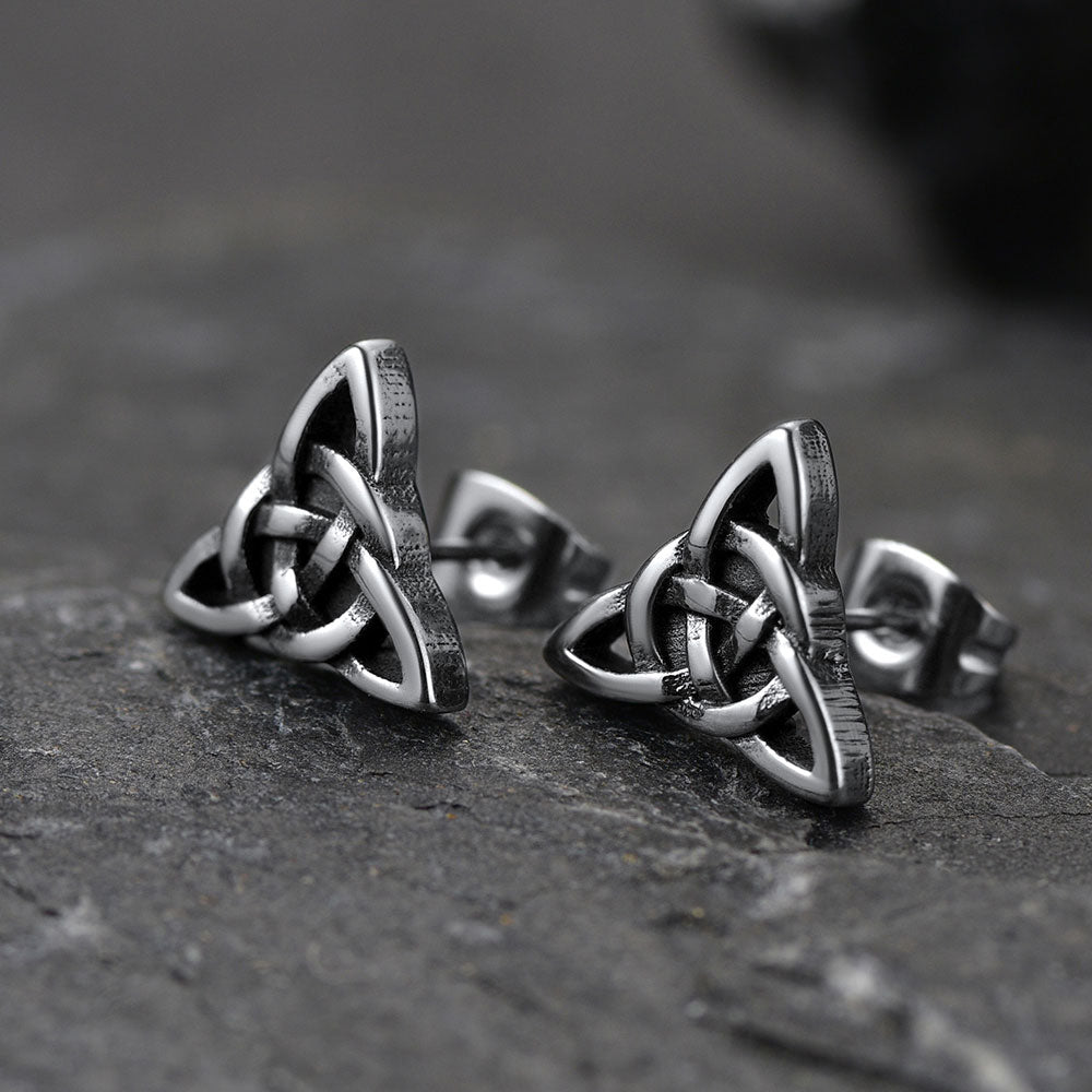 FaithHeart Trinity Celtic Knot Stud Earrings For Men FaithHeart