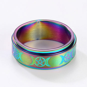 FaithHeart Moon And Star Fidget Ring for Anxiety Stainless Steel FaithHeart