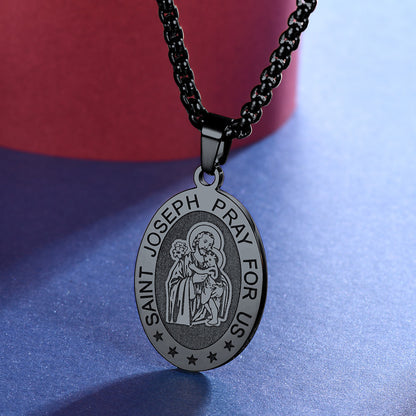 FaithHeart Saint Joseph Engraved Necklace Catholic Saints Medal FaithHeart