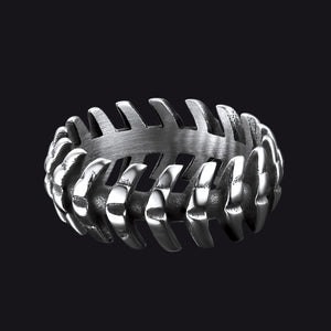 FaithHeart Punk Looped Bone Ring Vertebrae Band Ring For Men FaithHeart