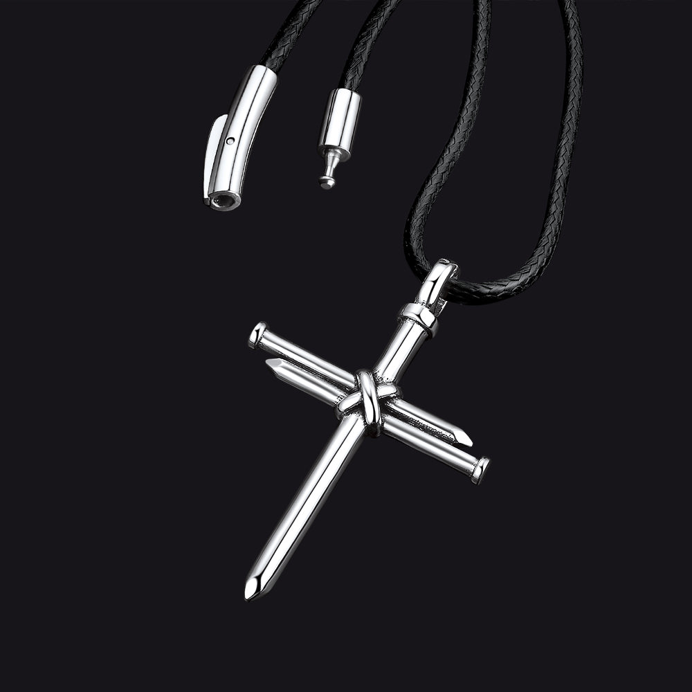 FaithHeart Christian Nail Cross Necklace For Men FaithHeart