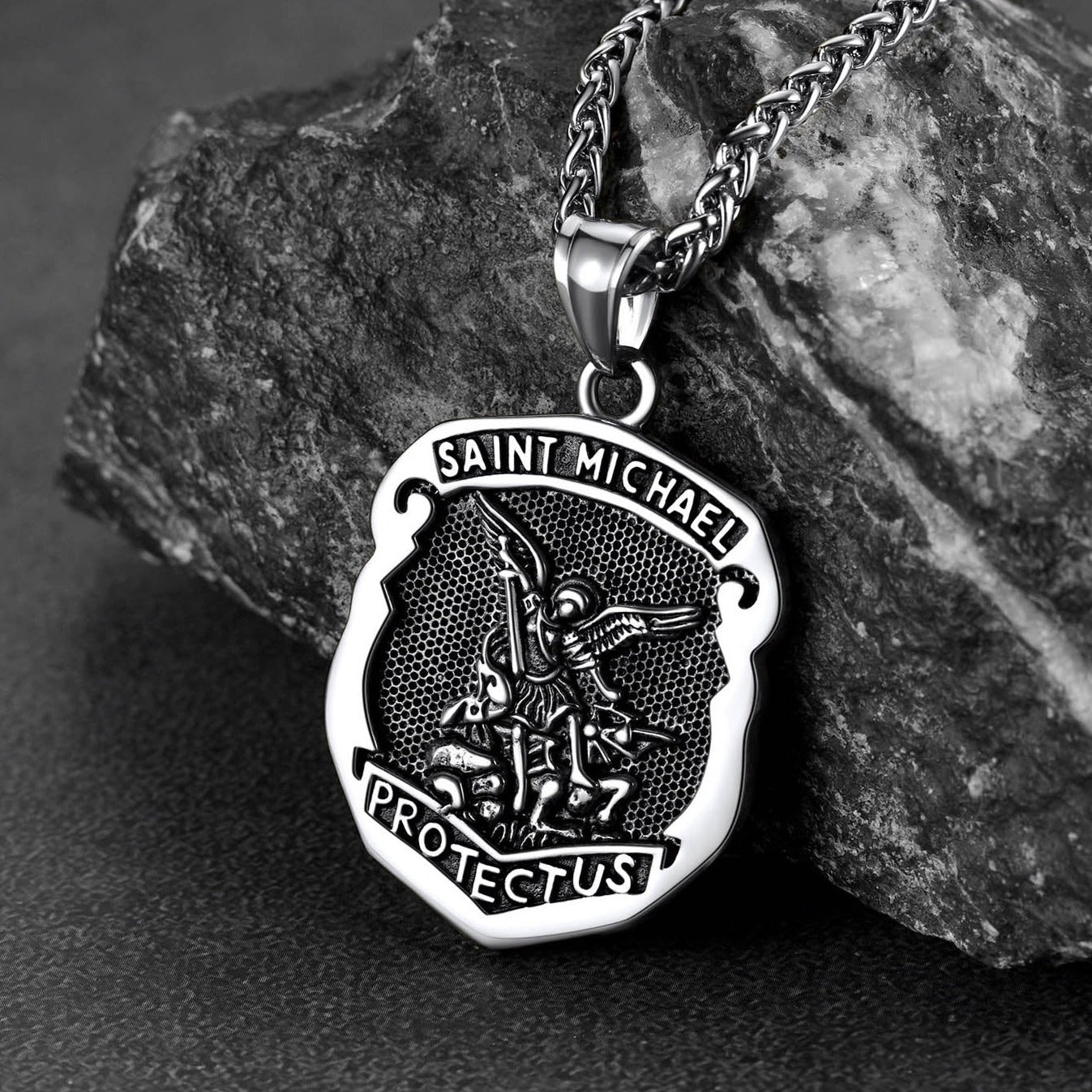 FaithHeart Shield Saint Michael Pendant Necklace For Men FaithHeart