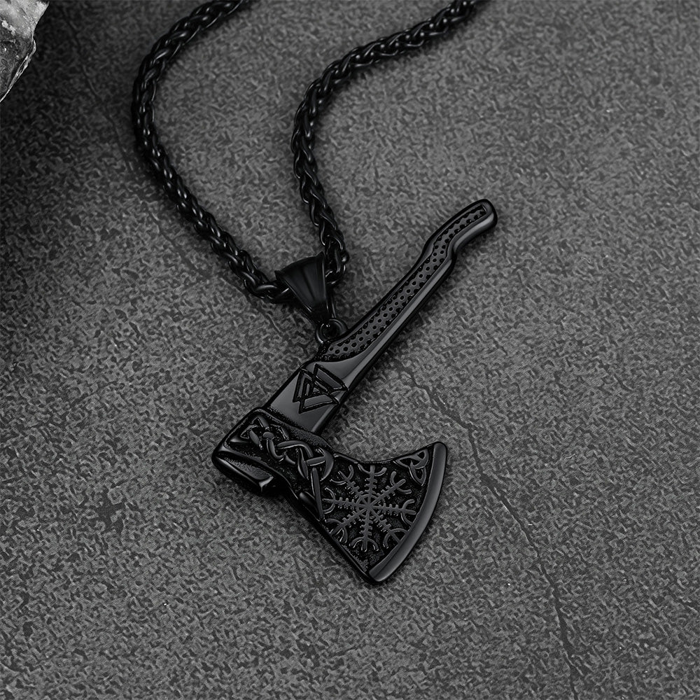 FaithHeart Viking Axe Necklace With Compass For Men FaithHeart