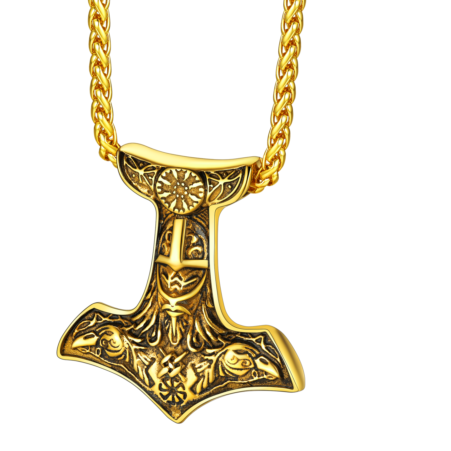 FaithHeart Viking Thor's Hammer Necklace Odin Mjolnir Pendant for Men FaithHeart