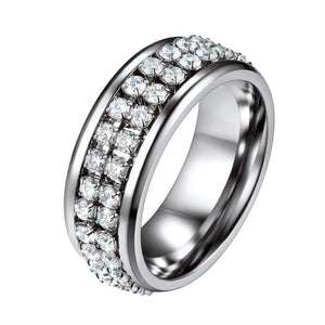 FaithHeart Cubic Zirconia Fidget Band Ring Rotatable Ring for Men FaithHeart