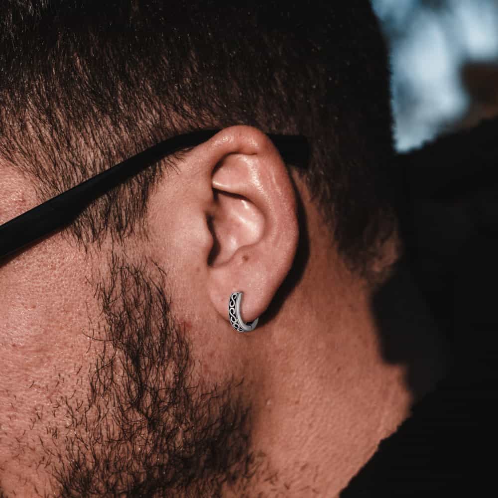FaithHeart Punk Sterling Silver Infinity Hoop Earrings For Men FaithHeart