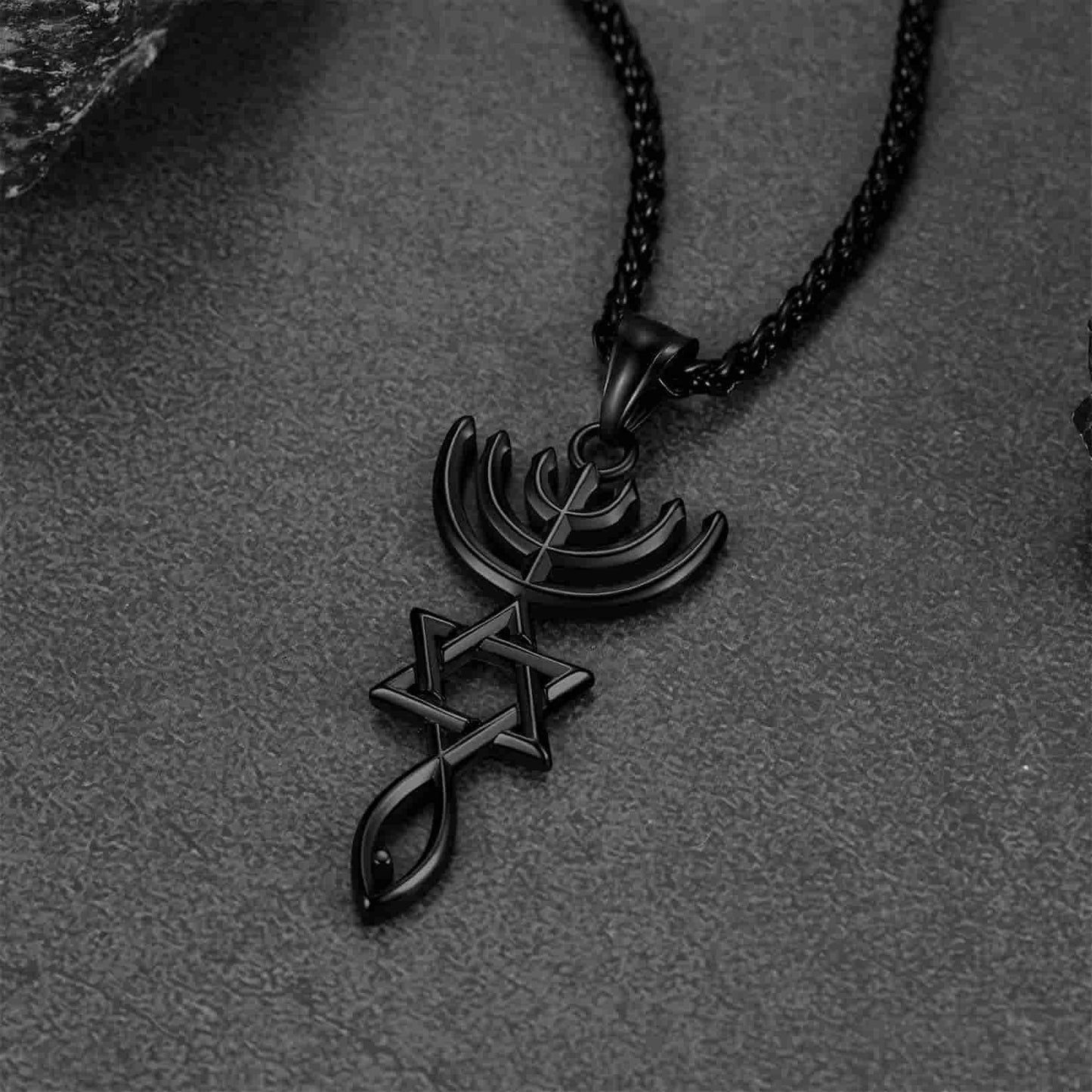 FaithHeart Religious Messianic Seal Jewish Star of David Necklace For Men FaithHeart