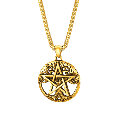 FaithHeart Pentagram Tree of Life Necklace Wicca Pendant for Men FaithHeart