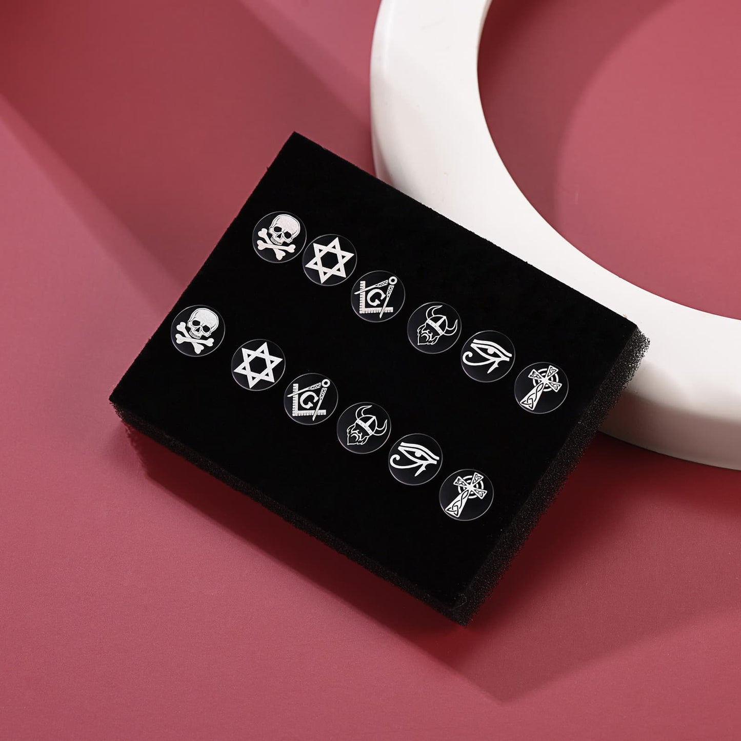 FaithHeart Religious Black Stud Earrings Set for Men 6 Pairs FaithHeart