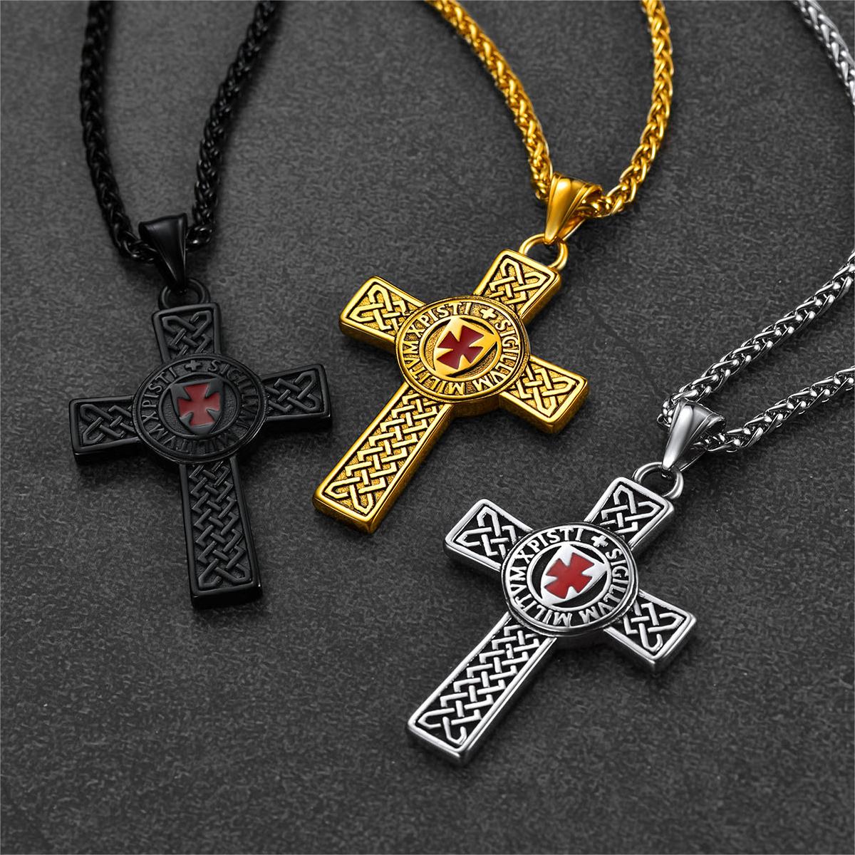 FaithHeart Knights Templar Cross Pendant Necklace For Men FaithHeart