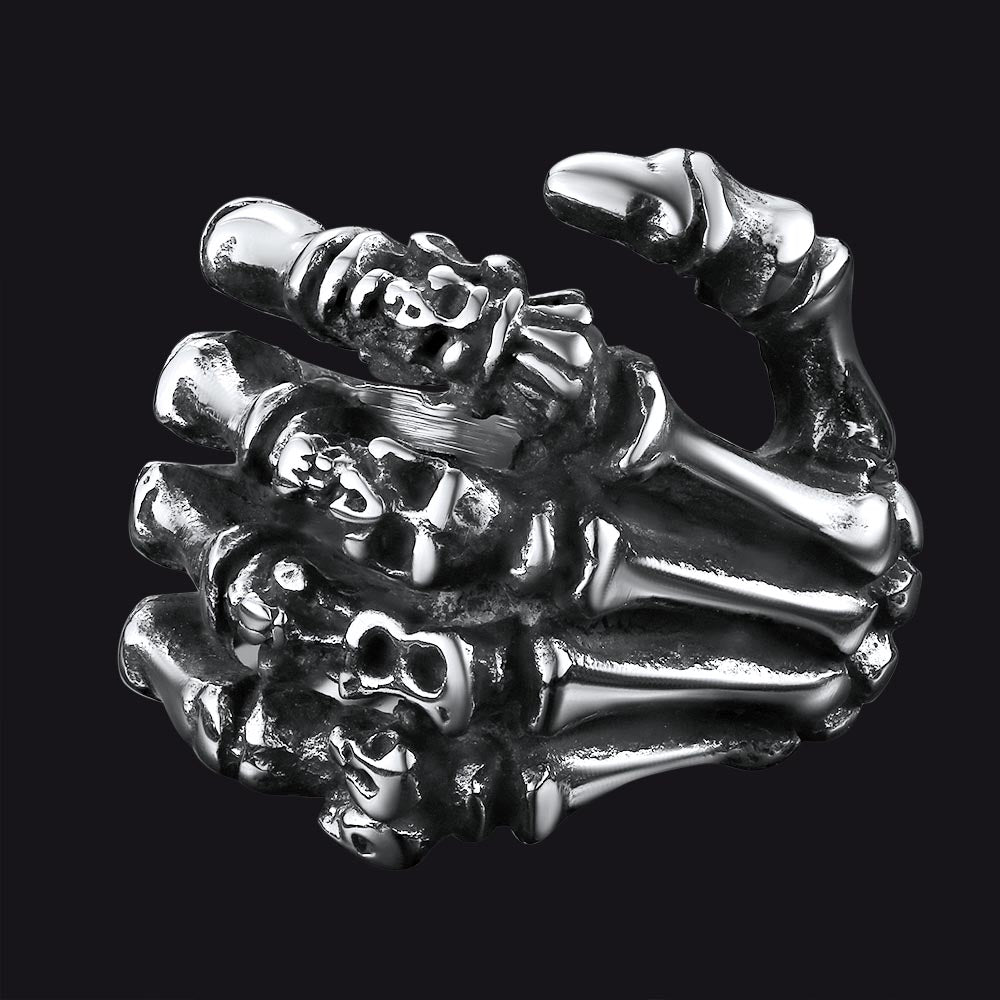 FaithHeart Gothic Skull Skeleton Finger Claw Ring for Men FaithHeart