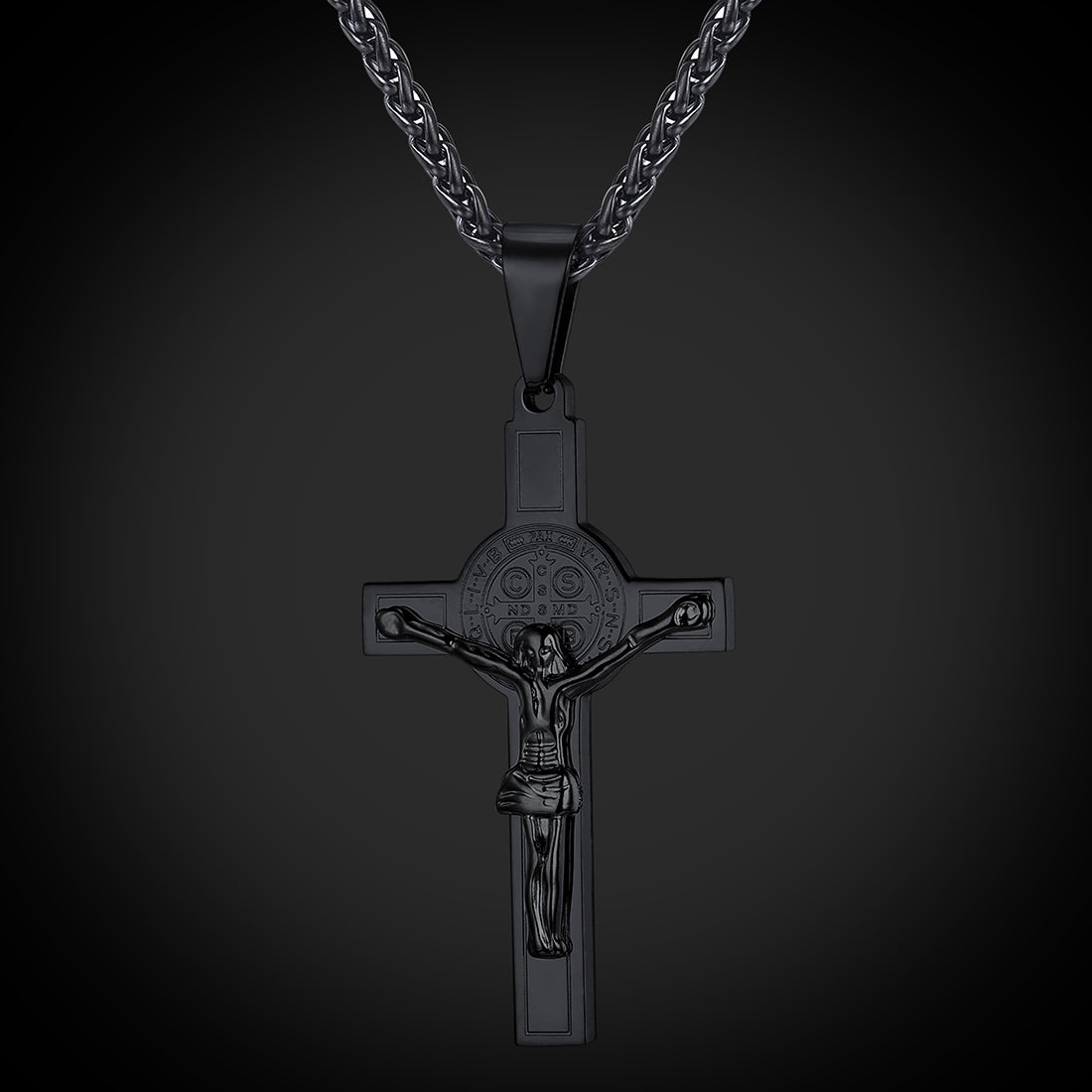 FaithHeart Catholic Saint Benedict Crucifix Cross Necklace For Men FaithHeart