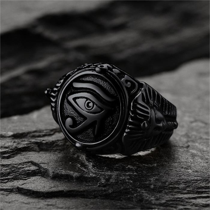 FaithHeart Egyptian Eye of Horus Signet Ring For Men FaithHeart
