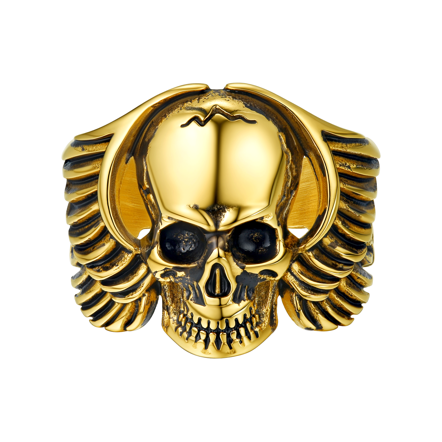 FaithHeart Biker Wings Skull Ring for Men Stainless Steel FaithHeart