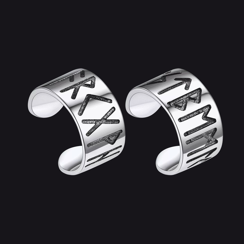 FaithHeart Viking Runes Ear Cuff Earrings For Men Sterling Silver FaithHeart