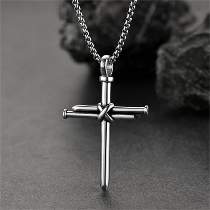 FaithHeart Christian Nail Cross Necklace For Men FaithHeart