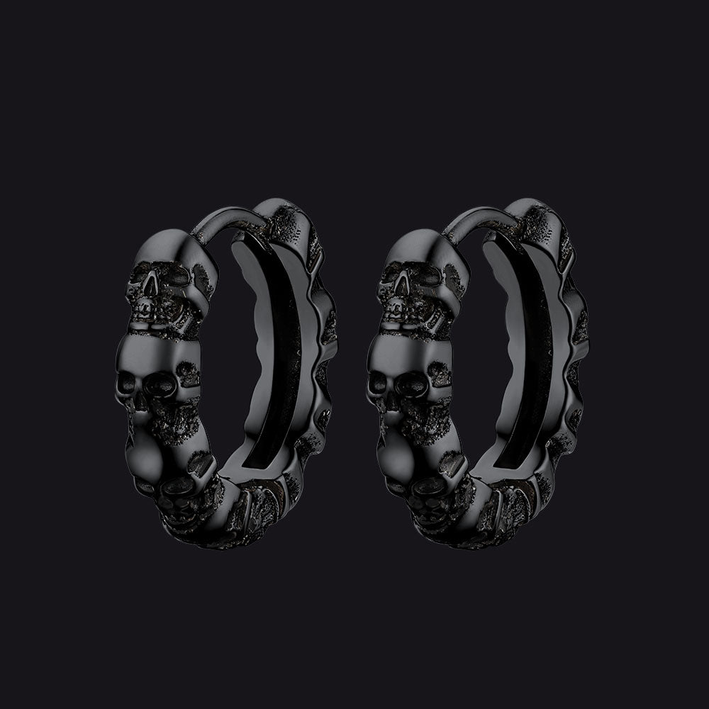 FaithHeart Skull Huggie Hoop Earrings For Men FaithHeart