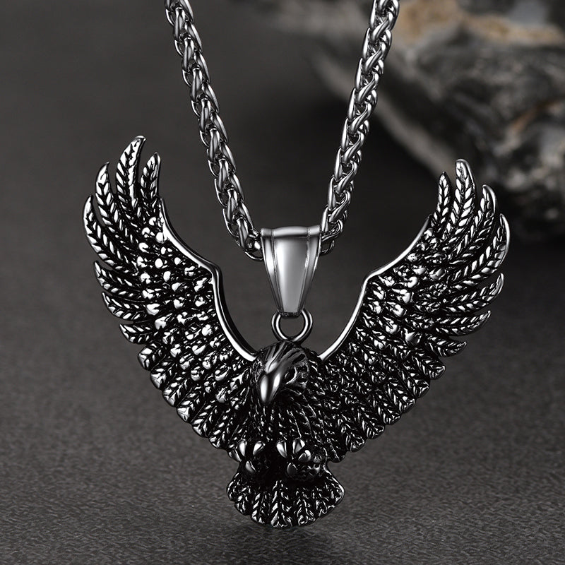 Vintage Eagle Pendant Necklace Stainless Steel for Men