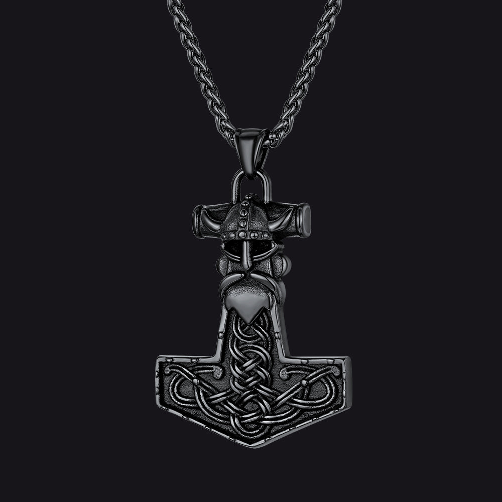 FaithHeart Viking Thor Hammer Necklace Odin Pendant For Men FaithHeart