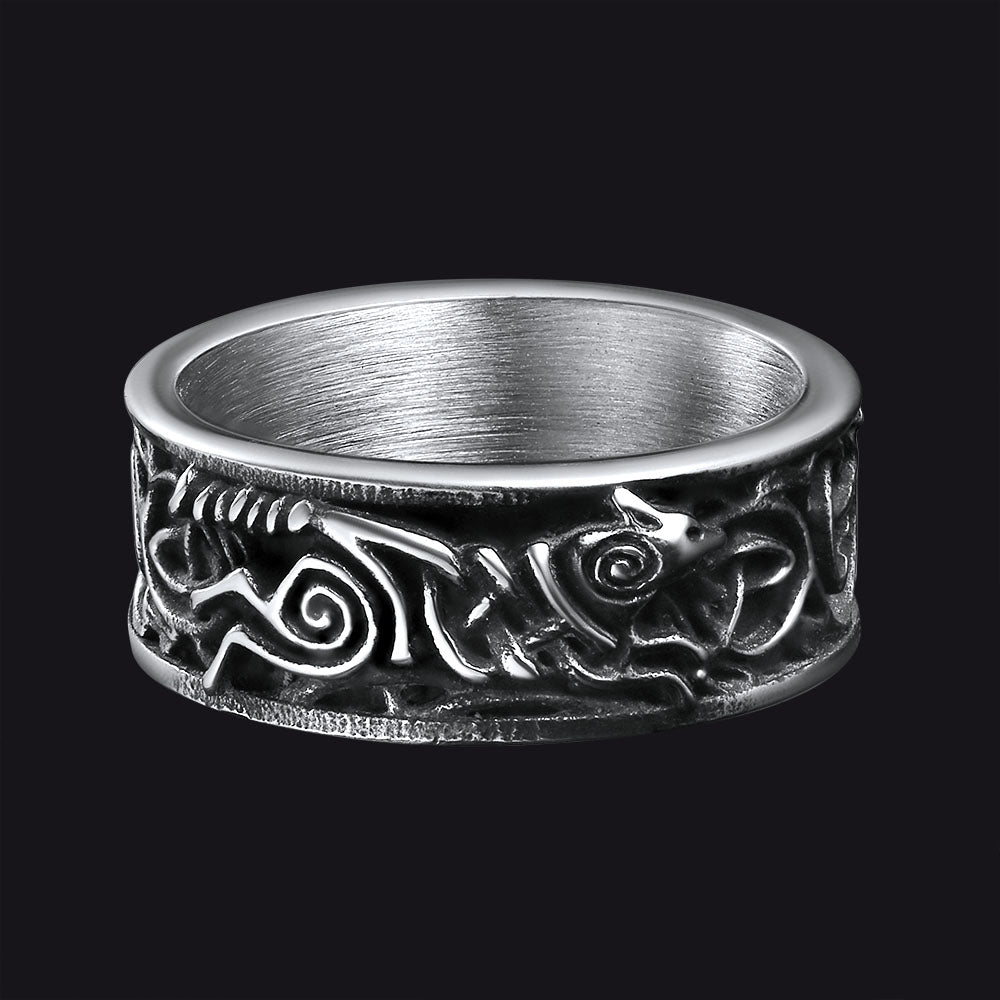 Norse Viking Celtic Wolf Ring Band