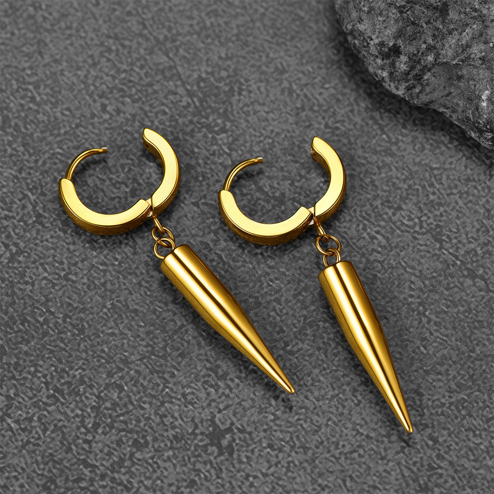 FaithHeart Punk Long Spike Drop Hoop Earrings For Men FaithHeart
