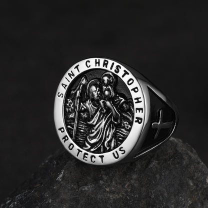 FaithHeart St. Christopher Signet Ring for Men FaithHeart