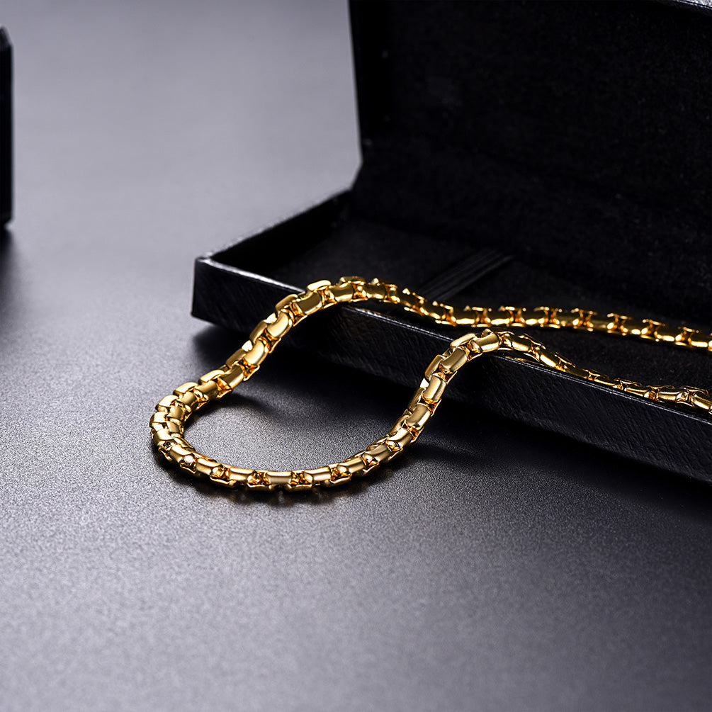 FaithHeart Flat Box Chain Necklace for Men Women FaithHeart