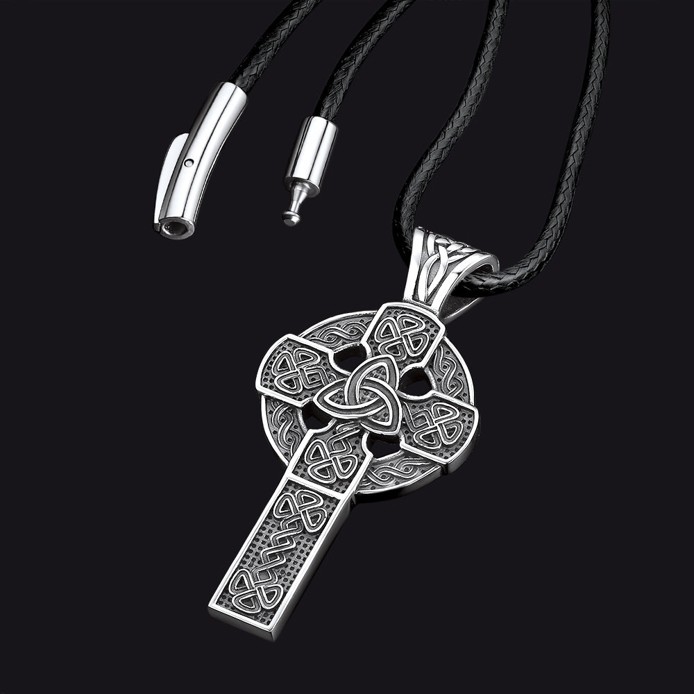 FaithHeart Irish Celtic Knot Cross Necklace For Men FaithHeart