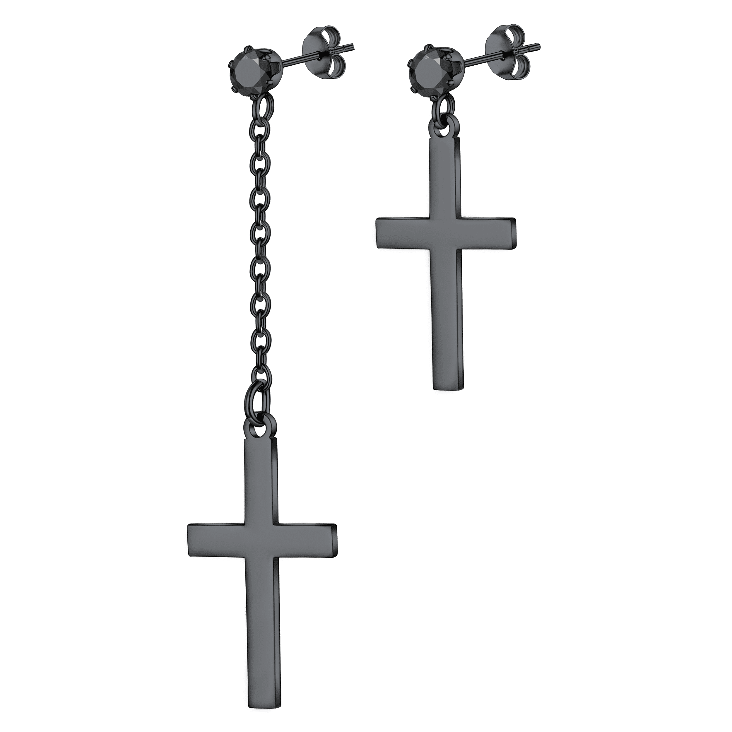 FaithHeart Asymmetric Cross Dangle Earrings for Men FaithHeart