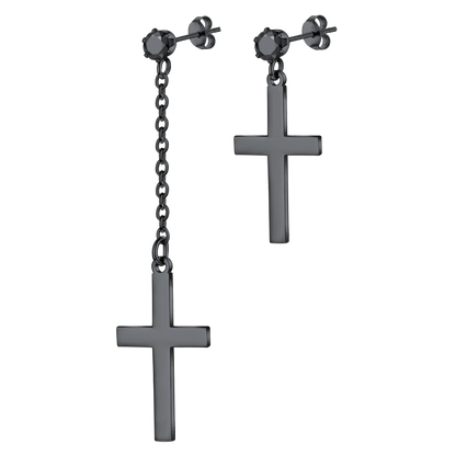 FaithHeart Asymmetric Cross Dangle Earrings for Men FaithHeart