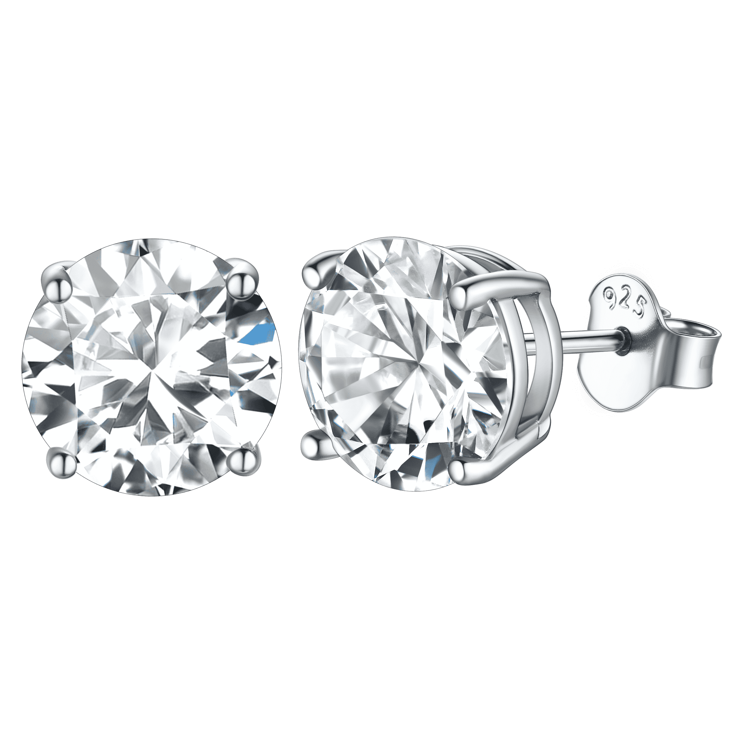 FaithHeart Sterling Silver Diamond Stud Earrings For Men FaithHeart