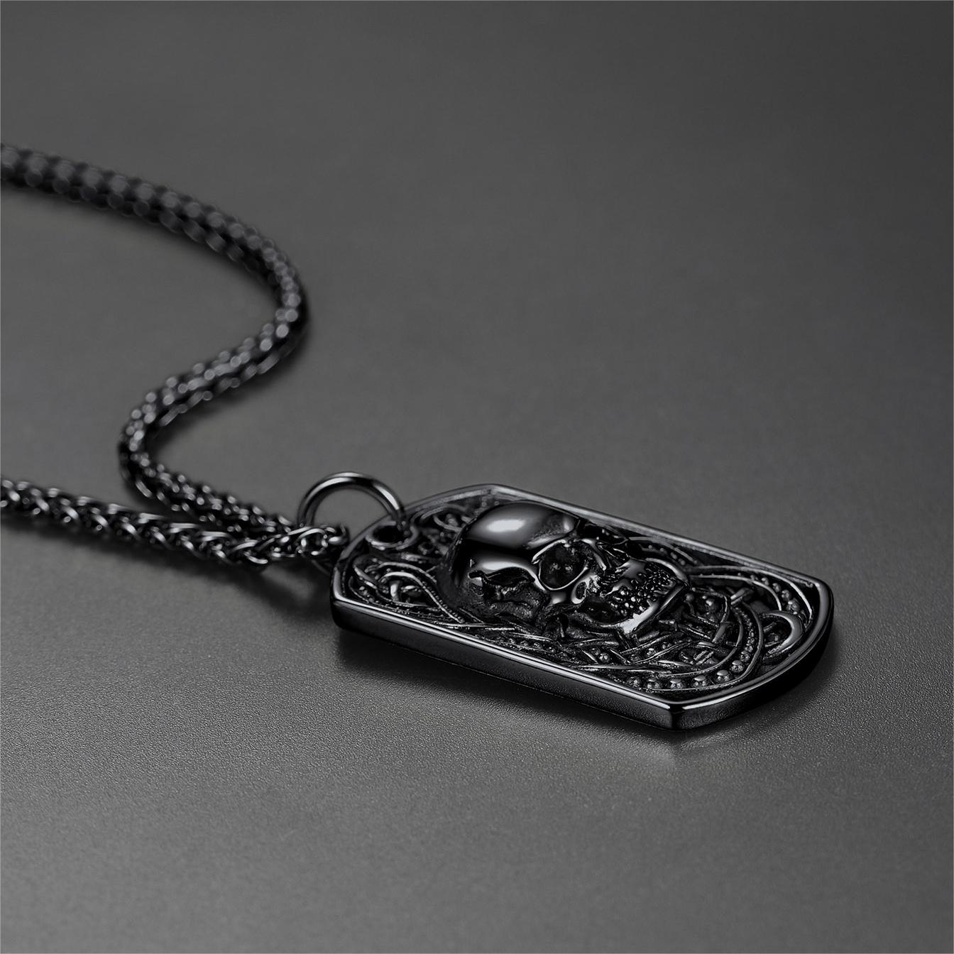 FaithHeart Custom Gothic Skull Dog Tag Pendant Necklace For Men FaithHeart