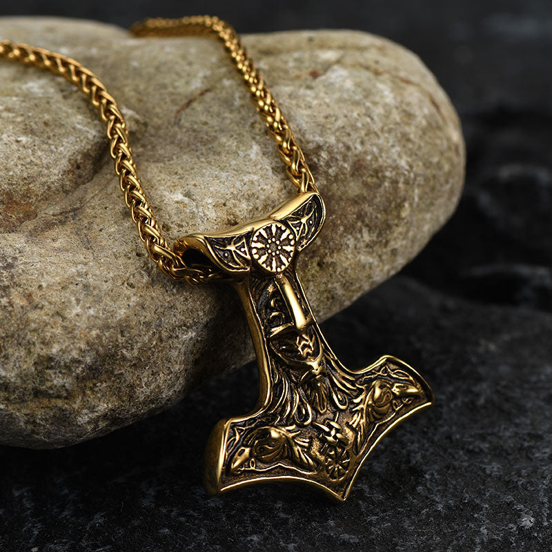FaithHeart Viking Thor's Hammer Necklace Odin Mjolnir Pendant for Men FaithHeart