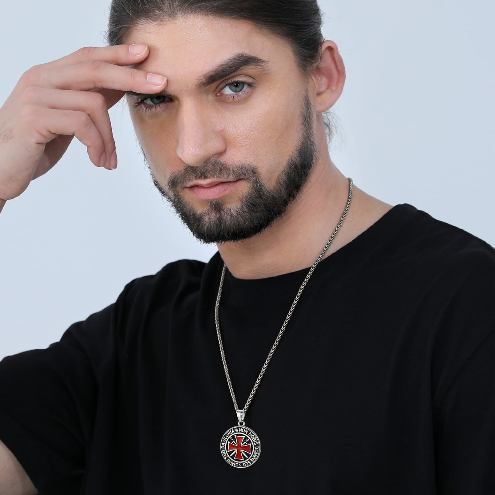 FaithHeart Knights Templar Cross Medallion Necklace For Men FaithHeart