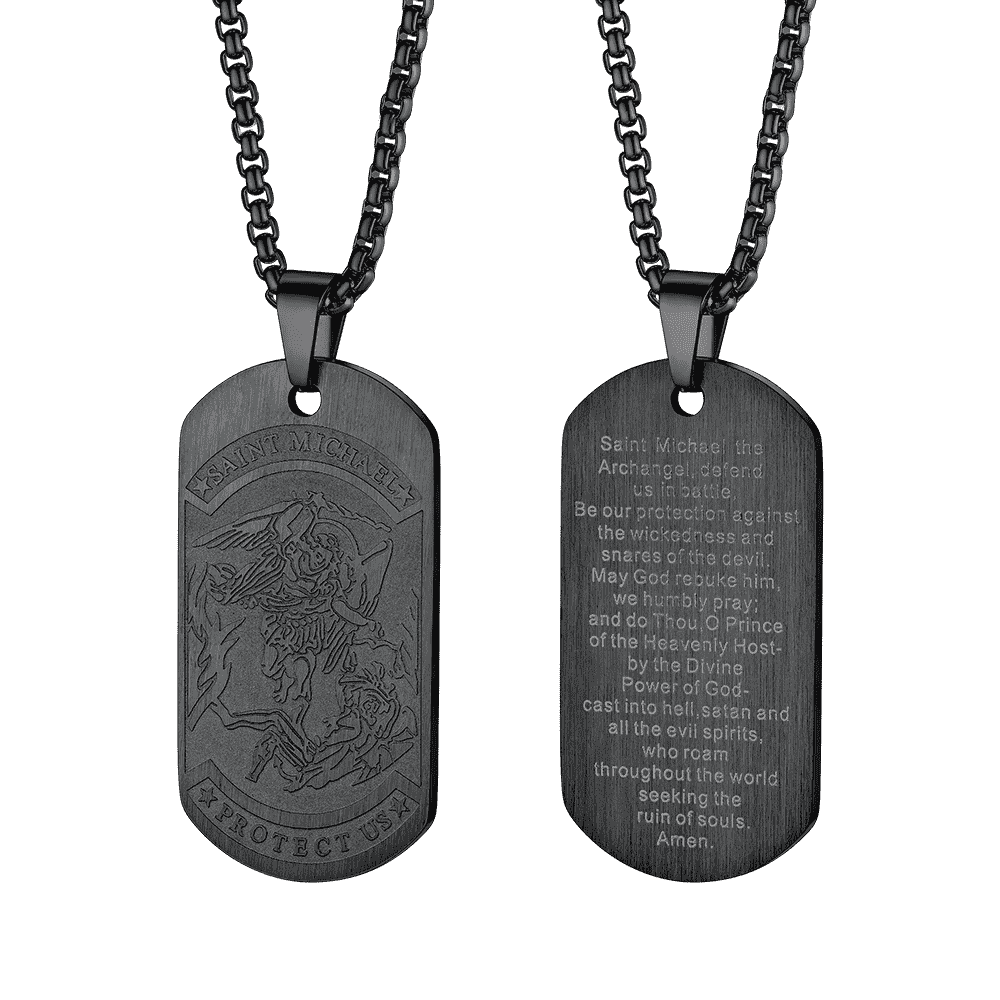 FaithHeart Saint Michael The Archangel Dog Tag Necklace for Men FaithHeart