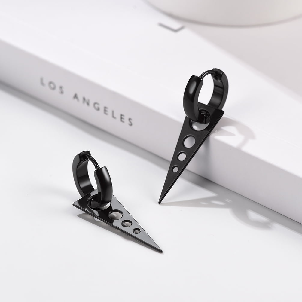 FaithHeart Punk Triangle Dangle Hoop Earrings Set For Men FaithHeart