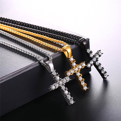 FaithHeart Cubic Zirconia Cross Necklace Pendant for Men/Women FaithHeart