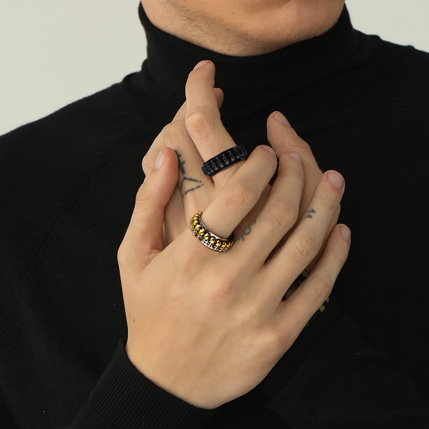 FaithHeart Gothic Skull Ring Fidget Anxiety Ring For Men FaithHeart