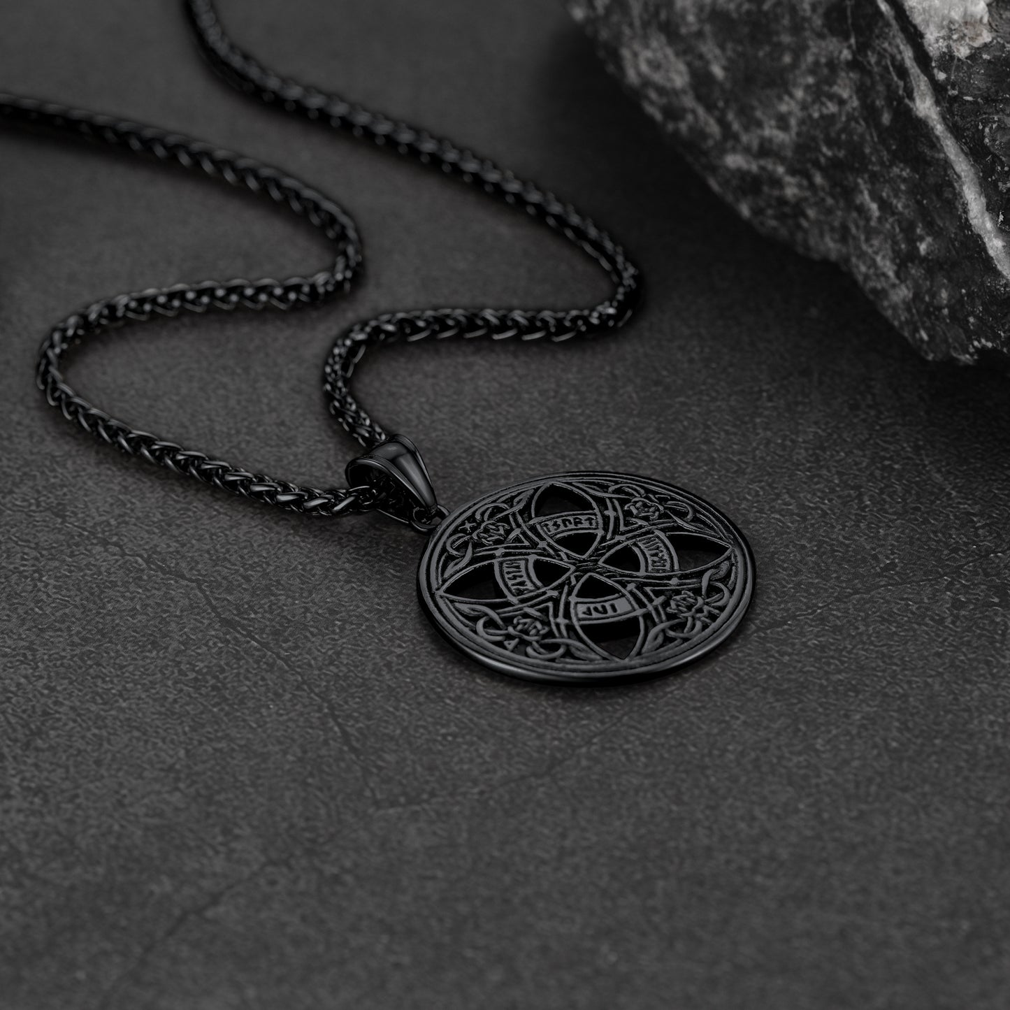 FaithHeart Viking Celtic Love Knot Necklace For Men With Rune FaithHeart