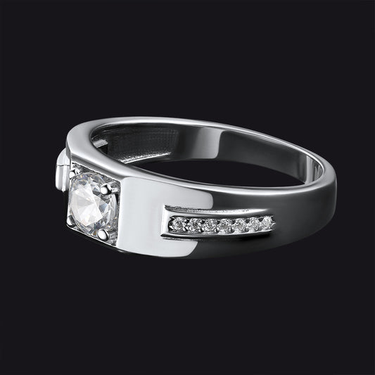 FaithHeart Men's Black Onyx Ring Diamond Ring in Sterling Silver FaithHeartimg