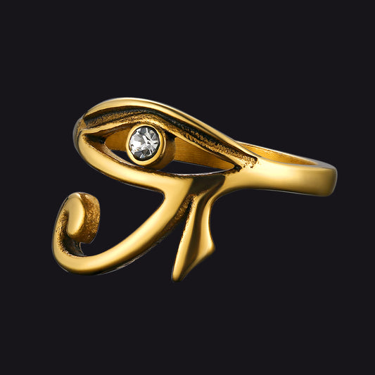 FaithHeart Egyptian Eye of Horus Ring for Men Stainless Steel FaithHeart