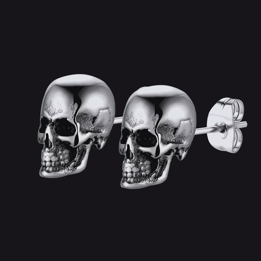 FaithHeart Punk Gothic Skull Stud Earrings For Men FaithHeart