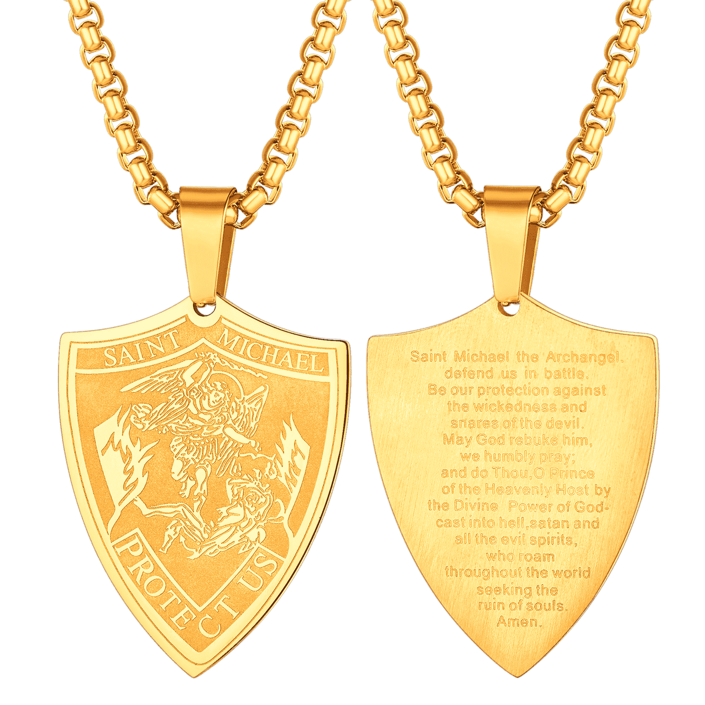 FaithHeart Saint Michael Necklace Shield Archangel Protection Pendant For Men FaithHeart